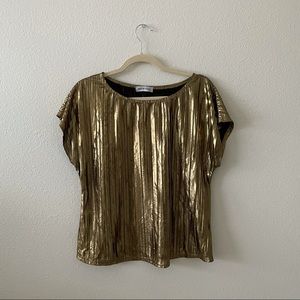 Vintage gold pleated disco Marie Claire top
